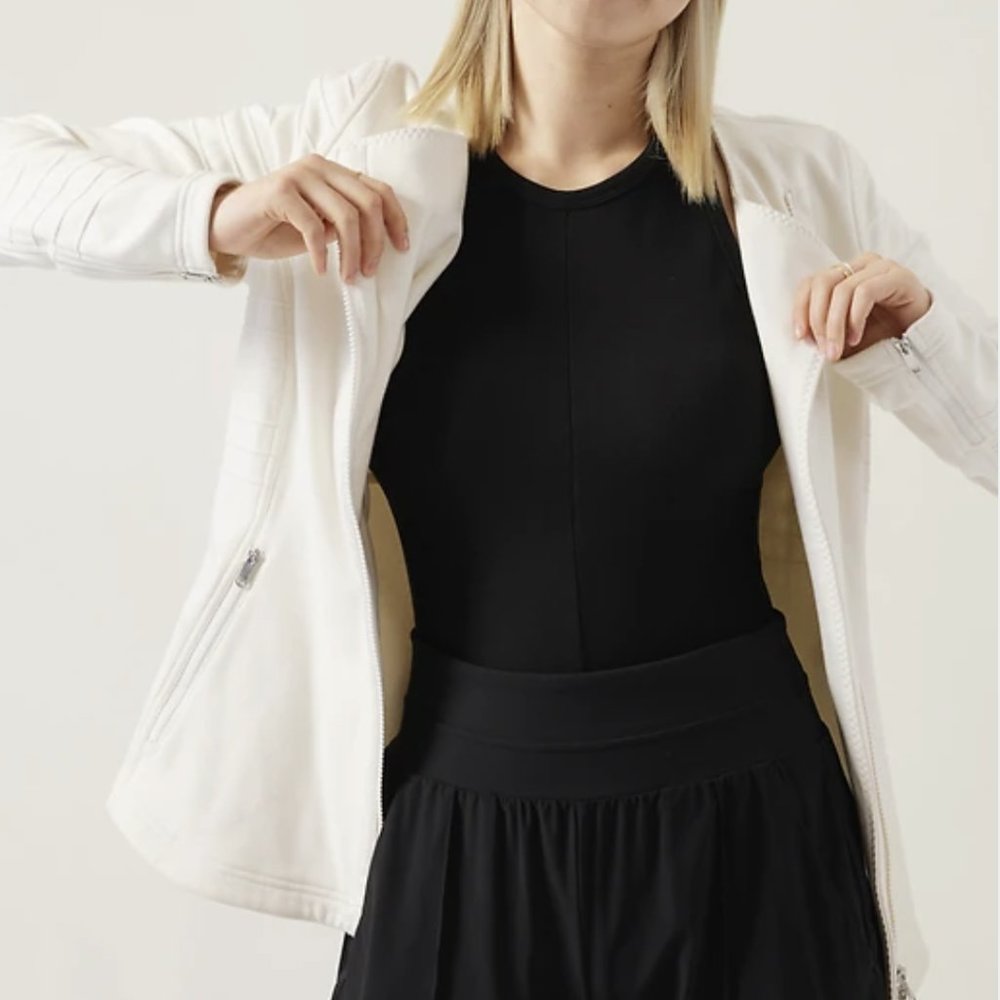 NWT Athleta Moto Jacket Size X-Small Magnolia White Color